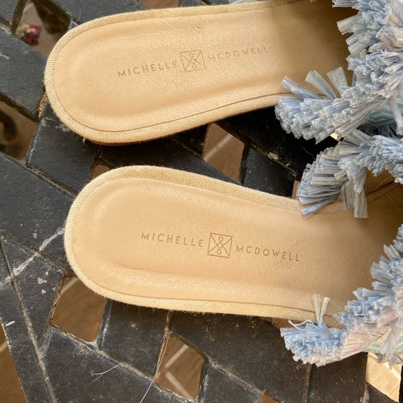Michelle McDowell Blue Greek Key Raffia Mules — Size 7 - Picture 11 of 13